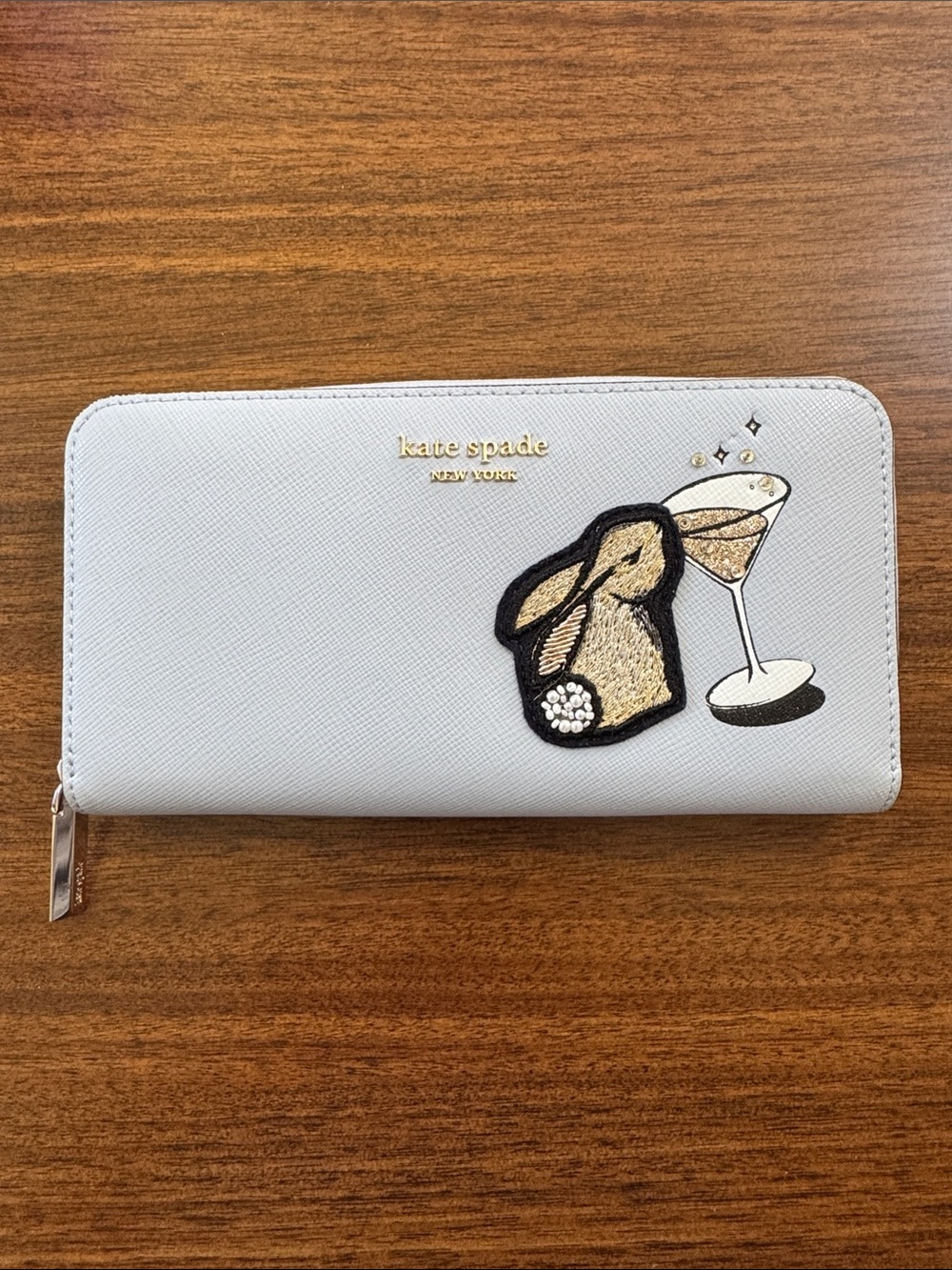 kate spade light blue Bunny & Martini Zip-Around Wallet